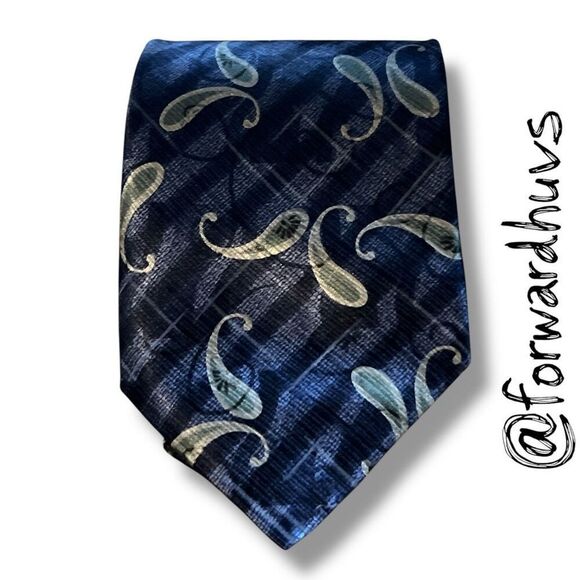 Nicole Miller Silk Necktie – Elegant Blue with Green Accents - Picture 5 of 8